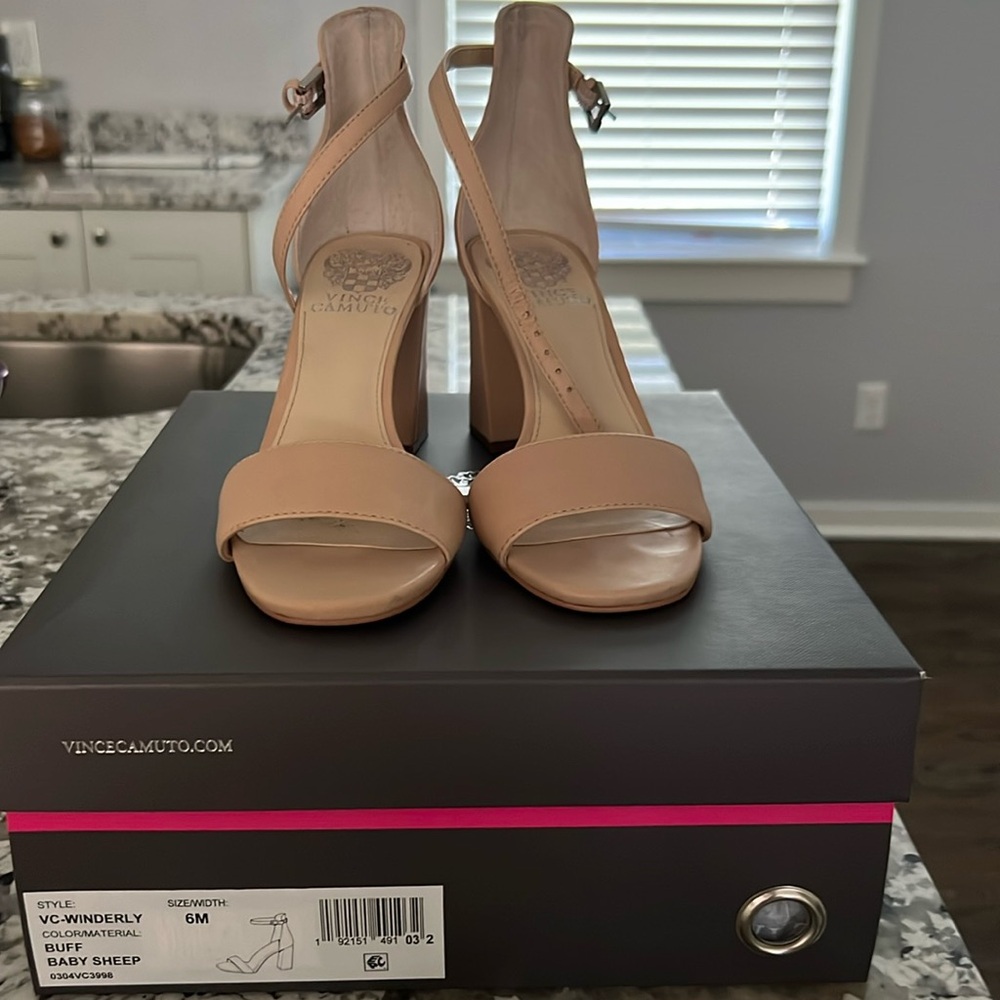 Vince Camuto Shoes | Winderly Ankle Strap Sandal | Color: Bufff Leather Size 6M.